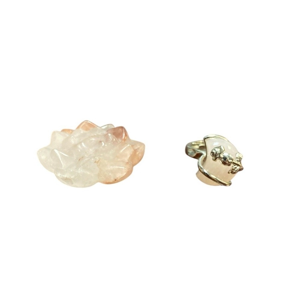 NWOT Crystal Lotus Flower with Matching Adjustable Moon Ring